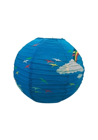 Japon Feneri - Mavi Gökkuşağı Desenli Asma Süs Avize - 40 Cm Diğer