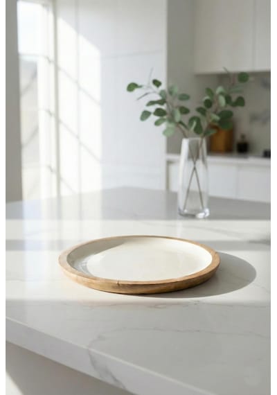 Mango Agacı Pasta Tabağı & Sunum Tabağı 20 Cm Krem Krem - Kahverengi