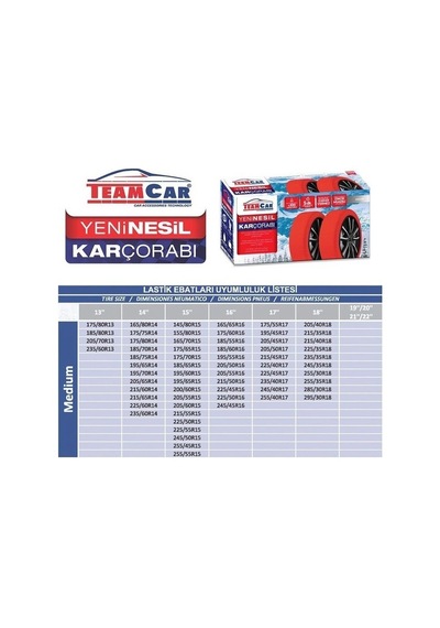 Kar Çorabı Medium Ebat Yeni Nesil Kolay Montaj Zincir Muadili 160/65/340