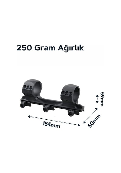Vector Optics 34mm X-accu Tek Parça Medium Picatinny Dürbün Montaj Halkası Siyah