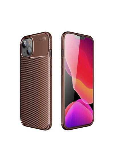 Apple Uyumlu iPhone 13 Kılıf Zore Negro Silikon Kapak-Kahverengi