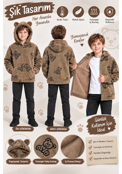 Ahengim Çocuk Peluş Kapüşonlu Fermuarlı Sweatshirt Ayıcık Desenli Unisex Sıcak Tutan Yumuşak Üst Giyim Ak4120 Kahverengi Ahengim Çocuk Peluş Kapüşonlu Fermuarlı Sweatshirt Ayıcık Desenli Unisex Sıcak Tutan Yumuşak Üst Giyim Ak4120 Kahverengi
