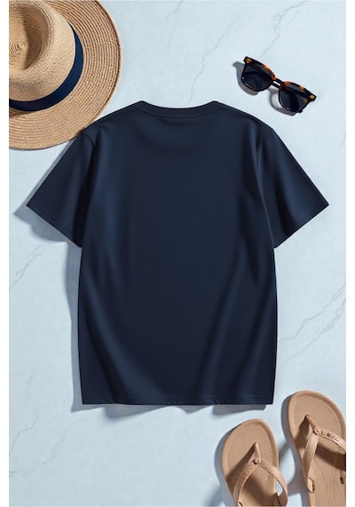 Uyguntarz Unisex New York Baskılı Oversize Tshirt Lacivert