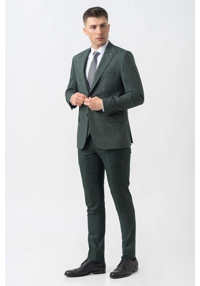 White Stone Gland Ty2423 Yelekli Likralı Slim Fit Takım Elbise Desenli-desenli Koyu Yeşil White Stone Gland Ty2423 Yelekli Likralı Slim Fit Takım Elbise Desenli-desenli Koyu Yeşil