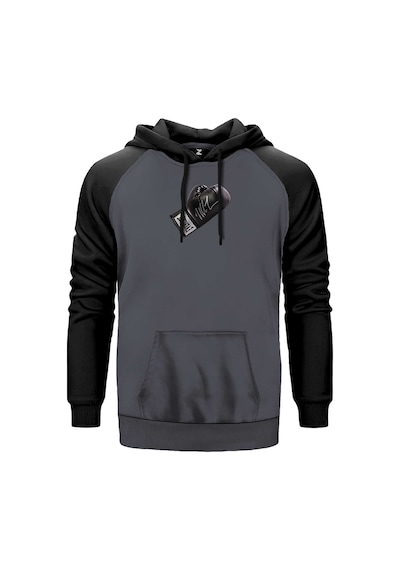 Black Boxing Gloves Gri Renk Reglan Kol Sweatshirt Gri