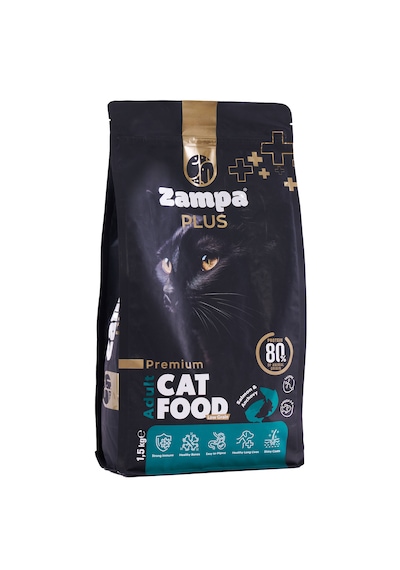 Zampa Plus Premium Somon Etli ve Hamsili Yetişkin Kediler İçin Kuru Mama 1500 G
