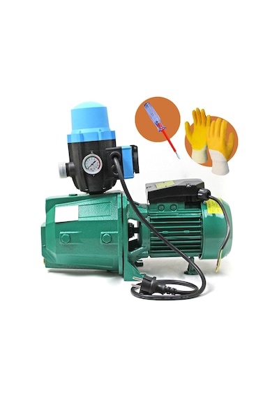 Jet 100 Hidromat Pompalı Otomatik Paket Hidrofor Su Motoru 1.5 Hp - 1 Kw Eldiven + Kontrol Kalemi