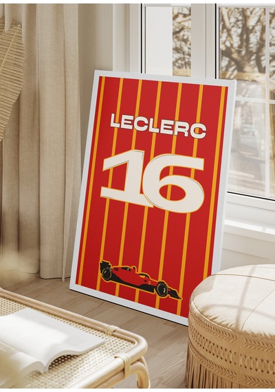 Charles Leclerc F1 Poster Tablo Beyaz Çerçeveli