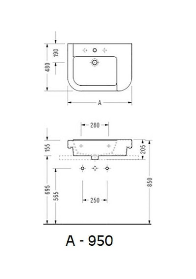 Serel Verda Tezgah Üstü 48 x 95 CM Lavabo 8936Tds000