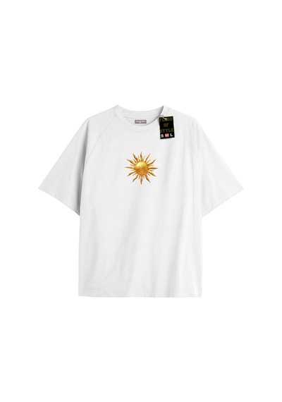 Flood Of Style Beyaz Oversize T-shirt Güneş Özel Tasarım