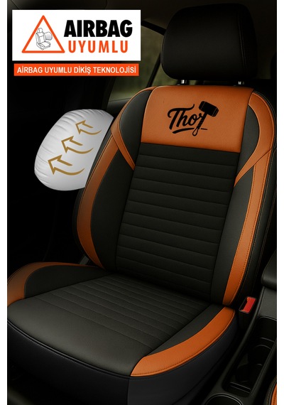 Thor Tay Tüyü Üniversal Oto Koltuk Kılıfı - 5 Koltuk Tam Set Taba