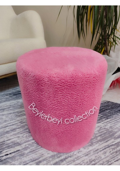 Puf , Pembe Peluş ,makyaj Pufu Puf Sandalye Ayak Uzatma Pufu 45 Cm Yükseklik Pembe