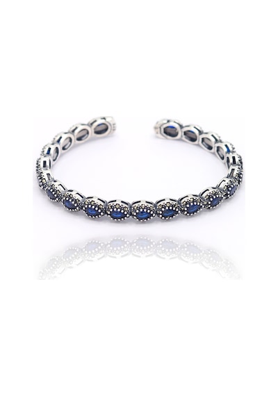 Safir Markazit Taşlı Damla Model 925 Ayar Gümüş Kadın Bilezik 201025759 Çok Renkli