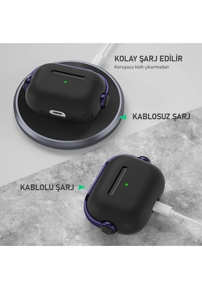Pro Pro 2 Djpods Sert Malzemeli Kilitli Kapak Askı Aparatlı Pro Pro 2 Uyumlu Kılıf Siyah - Kırmızı Çok Renkli