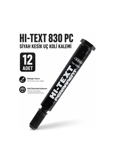 Hi-text 830 Pc Siyah Kesik Uç Koli Kalemi 12'li Paket