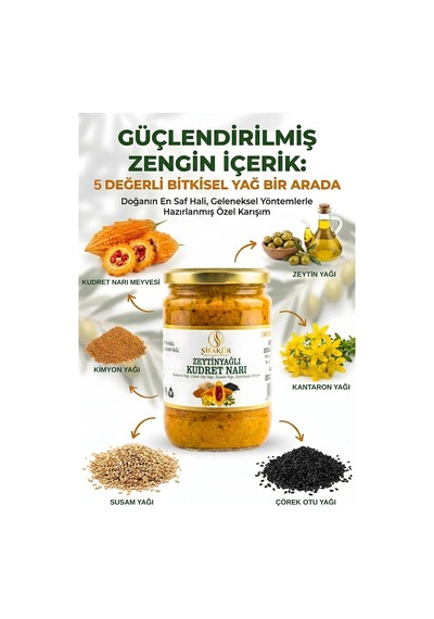 Kudret Narı Püresi 850 ml Kudret Narı Macunu Zeytinyağlı Kantaron Çörek Otu Susam Yağlı