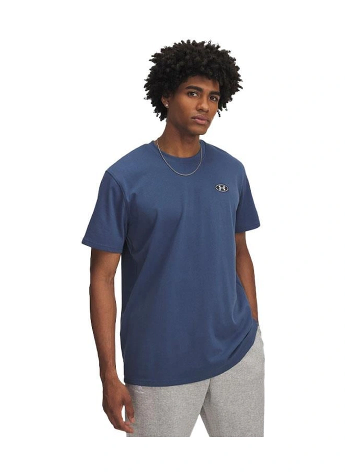 Under Armour Hw Lc Patch Ss Erkek T-shirt 1382902-418 Mavi
