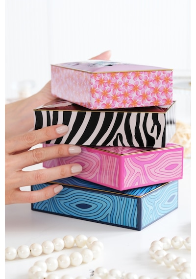 4'lü Set Premium Dekoratif Organizer Kutu Takı, Makyaj, Dikiş Ve Aksesuar Saklama Kutusu 160x102x50 Mm