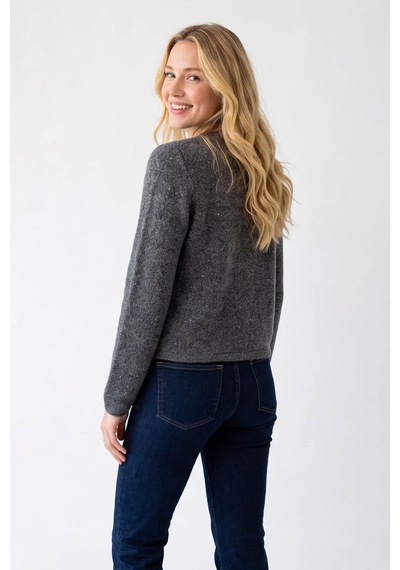 Fashion Friends Simli Ve Pullu Antrasit Kadın Hırka 26k0054k1