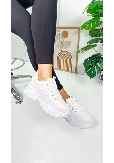 Günlük Kadın Sneaker Bağcıklı Yüksek Kalın Tabanlı Oval Burunlu Rahat Hafif Spor Ayakkabı 1001 Beyaz Günlük Kadın Sneaker Bağcıklı Yüksek Kalın Tabanlı Oval Burunlu Rahat Hafif Spor Ayakkabı 1001 Beyaz