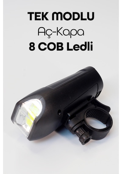 Bisiklet Tekli Ön Fener Işık Pilli 300 Lümen Bisiklet Ön Farı Led Işık Siyah 4446