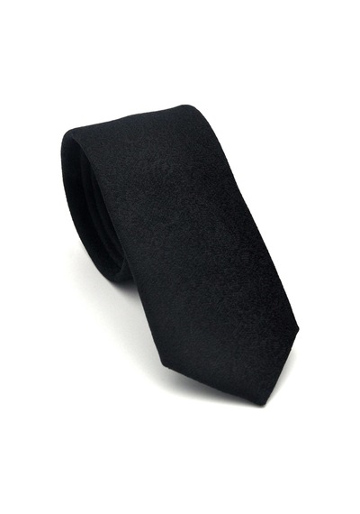 Gaffy Şal Desenli Siyah Dokuma Kumaş Mendilli Slim Fit Kravat // Sdk-2508-1 Siyah