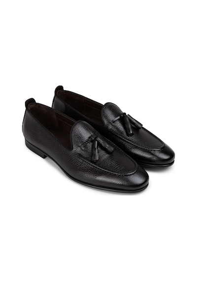 Deery Hakiki Deri Siyah Püsküllü Erkek Loafer - 01701msyhc07 Siyah