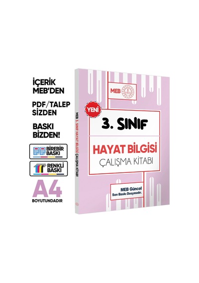MEB ÖDM İlkokul 3.Sınıf HAYAT BİLGİSİ Çalışma Kitabı Alıştırmalı Soru Bankası BASKI ÜCRETİ
