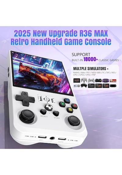 Konsol Plus R36s Max Retro El Oyun Konsolu 4.0'' Ips Ekranlı 18.000 Oyunlu - Beyaz