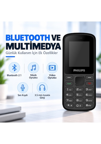Philips E2101P Çift SIM Type-C 1.77" TFT Ekran FM Radyolu Tuşlu Cep Telefonu