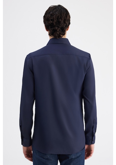 Twn Slim Fit Lacivert Düz Travel Gömlek 6ef02ad10288m Çok Renkli