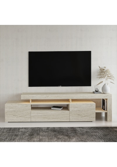 T0014 Led Işıklı Tv Sehpası - Traverten Traverten