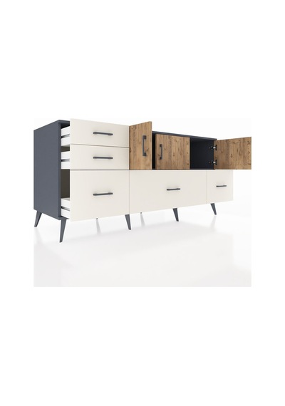 Kronos Konsol 2 Raflı 5 Çekmeceli 3 Kapaklı 176x59x83 Antrasit-çam/aytaşı Çam/aytaşı Kronos Konsol 2 Raflı 5 Çekmeceli 3 Kapaklı 176x59x83 Antrasit-çam/aytaşı Çam/aytaşı