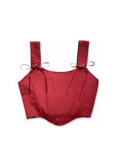 L'aura Corset Lale Desenli Çift Taraflı Bayan Korse Büstiyer Kırmızı