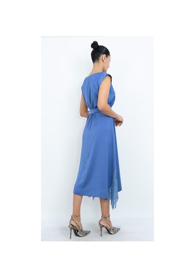 Dorne Moda Özel Seri Kolsuz, Yırtmaçlı, Kemer Ve Dantel Detaylı Midi Boy Elbise - Düğün - Mezuniyet - Ofis Şıklığı Mavi Mavi Dorne Moda Özel Seri Kolsuz, Yırtmaçlı, Kemer Ve Dantel Detaylı Midi Boy Elbise - Düğün - Mezuniyet - Ofis Şıklığı Mavi Mavi