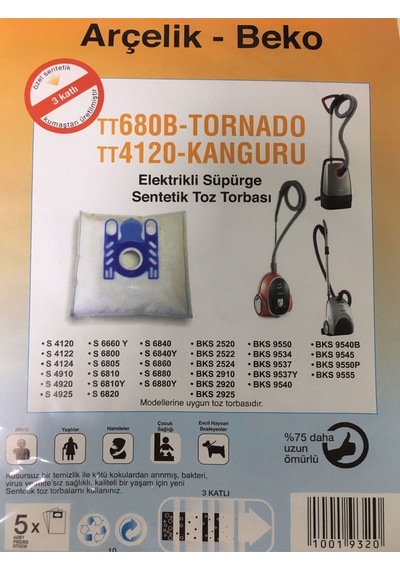 Arçelik Beko Markaları Ile Uyumlu 5'li 3 Katlı Süpürge Toz Torbası