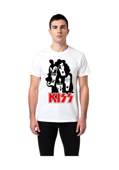 Paybuy Erkek Rock Müzik Grubu Baskılı Tişört Cesur Tasarım Rahat Kesim G Beyaz