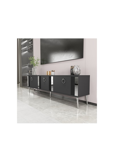 Lunar 150 Cm Tv Ünitesi Tv Sehpası Antrasit-gümüş Antrasit-gümüş