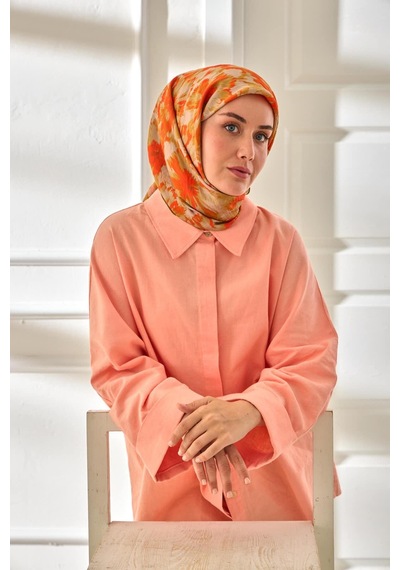 Silk Home Velora Eşarp 161001-09 Yeşil, Turuncu, Gümüş, Kiremit