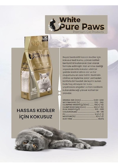 White Kokusuz Kedi Kumu 10lt
