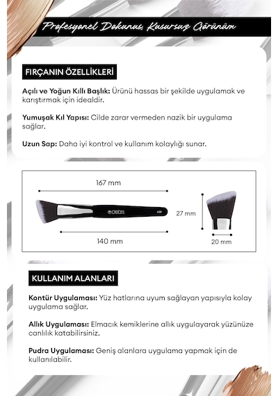 Düz Açılı Kabuki Fırça Cre'ars Angled Foundation Brush 109