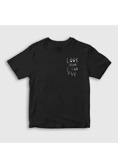 Presmono Unisex Çocuk Look Mom Astroworld Travis Scott T-shirt Siyah