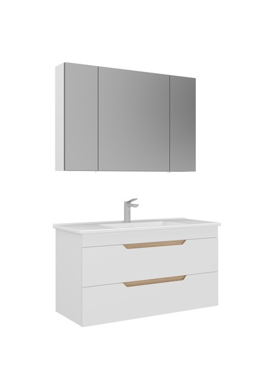 Orka Lena 100 Cm Mat Beyaz Çekmeceli Banyo Dolabı Alt Modül Lavabo Beyaz