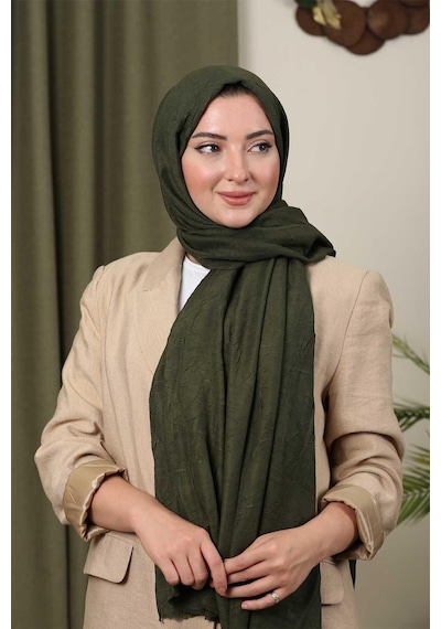 Bambu Şal Tesettür, Pamuklu, Hafif, Rahat, Şık, Yüksek Kalite, Hijab, Shawl, Original, Lux Haki