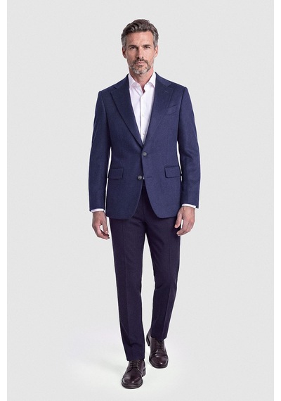 Bisse Lacivert Süet Dokulu Düğmeli Blazer Ceket Pck26k26203 K39