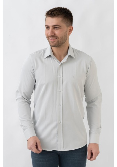White Stone Verona G186 Pamuklu Regular Fit Düz Gömlek Taş - M Taş