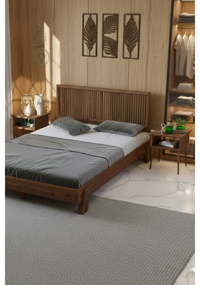 Renazzo Ebruli Dikey Başlıklı Masif Ahşap Karyola Ve 2 Ceviz 180x200 Ceviz - 180 X 200 Renazzo Ebruli Dikey Başlıklı Masif Ahşap Karyola Ve 2 Ceviz 180x200 Ceviz - 180 X 200