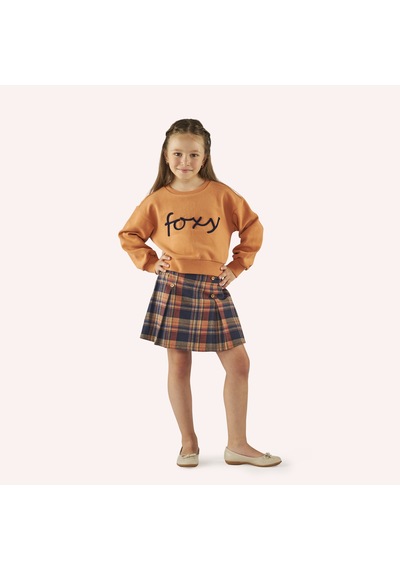 Kız Çocuk Nakış Detaylı Kiremit Sweatshirt 5981644