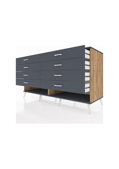 Kronos Konsol 8 Çekmeceli 176x59x99 Çam-antrasit Çam-antrasit