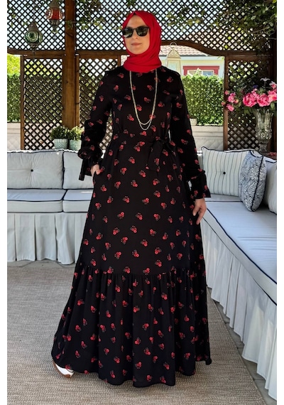 Rabia Şamlı Gül Siyah Elbise Normal